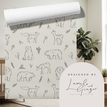 LUMELO AND GINGER - Woodland Animals - Bespoke Wall Peel and Stick mural/Wallpaper