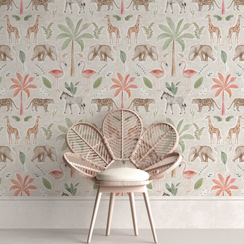 LUMELO AND GINGER - Tropical Jungle Animals - Bespoke Wall Peel and Stick mural/Wallpaper