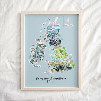 Personalised Scratch Off Map Hand drawn Watercolour UK MAP of England Ireland Scotland