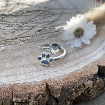 Pawprint - Solid Sterling Silver Ring - Pets Memorial / Ashes Jewellery 