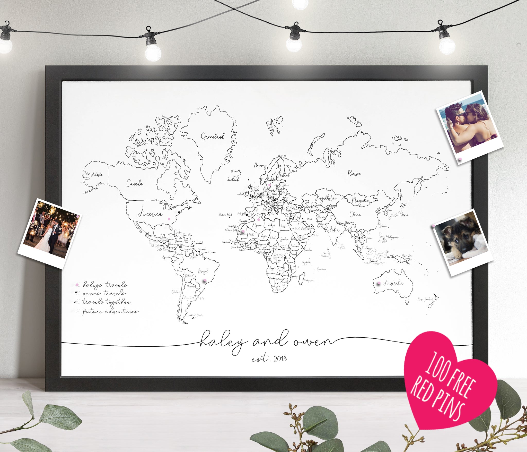 Personalised Pin Maps – Fireflies Designs