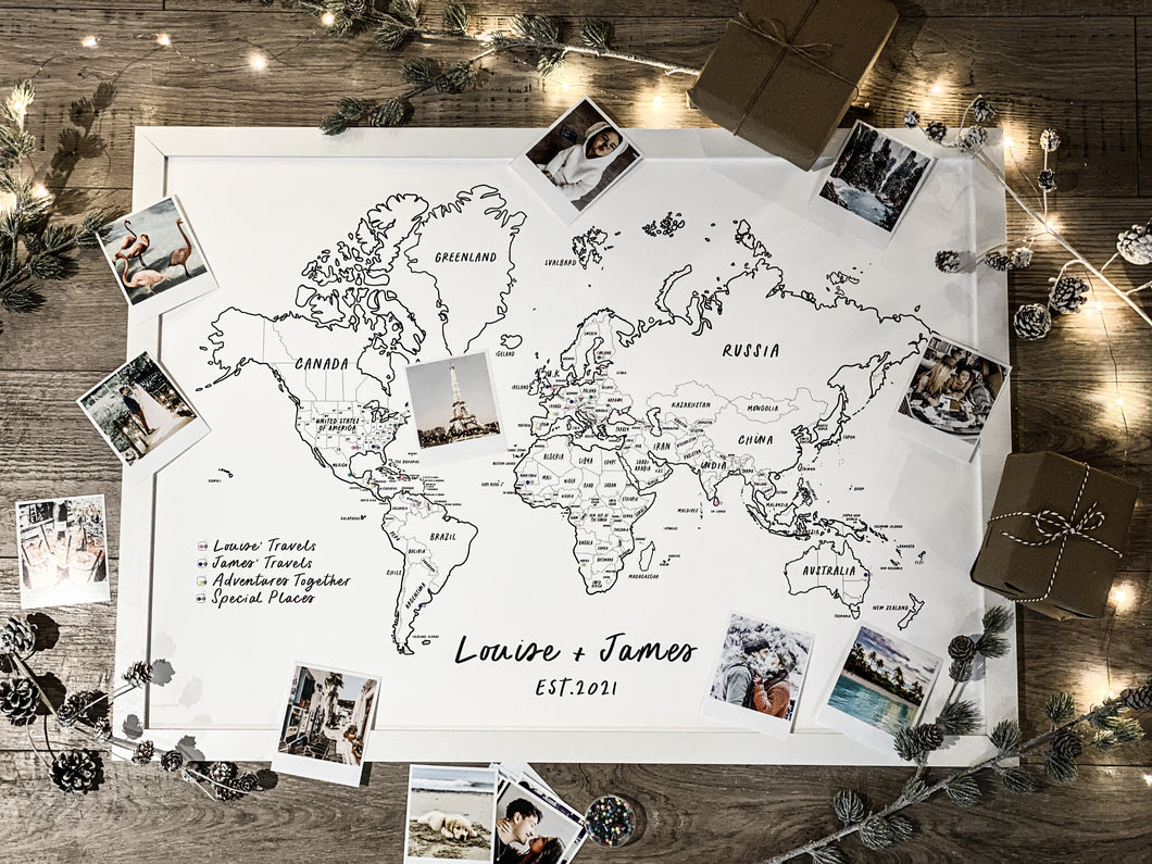 Personalised WORLD Travel Map Pin Board - 2021 Edition – Fireflies Designs