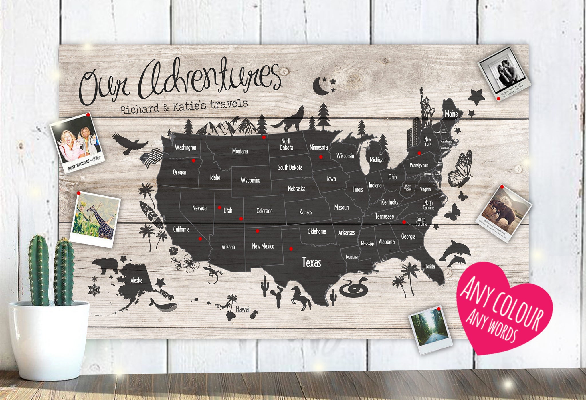 Personalised Pin Maps – Fireflies Designs