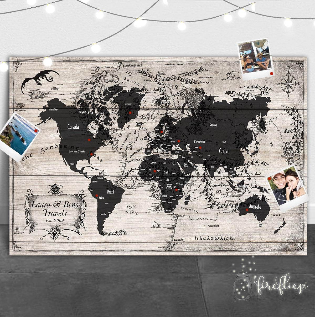 Personalised Pin Maps – Fireflies Designs